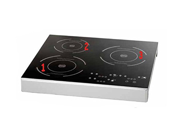 Piastra a induzione 3 zone da banco mod.105940 Karel, pannello di controllo  touch, 510x485x60h mm, 3,4 Kw